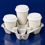 Cup Carrier & Tray 4 Compartment Molded Fiber Natural 300/Case