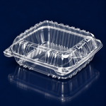 Take-Out Container Hinged Medium (MED) 8X8X3 IN PS Clear Square Lock 100 Count/Pack 2 Packs/Case