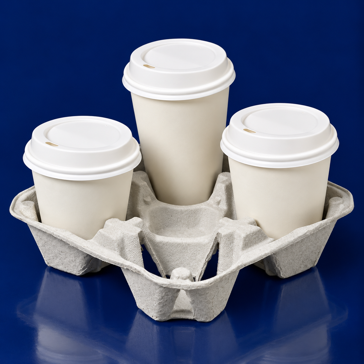 Cup Carrier & Tray 4 Compartment Molded Fiber Natural 300/Case