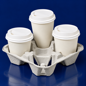 Cup Carrier & Tray 4 Compartment Molded Fiber Natural 300/Case