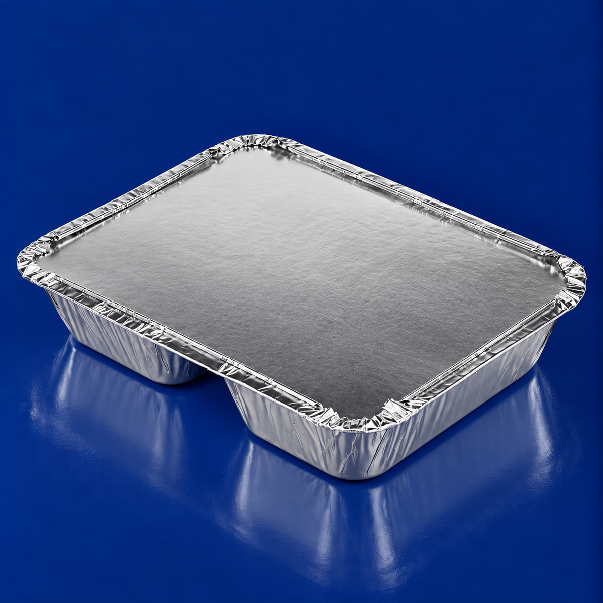 Take-Out Container Base & Lid Combo With Paper Lid 8X6.5X1 IN 3 Compartment Aluminum Silver 250/Case