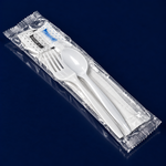6PC Cutlery Kit PP Medium Weight With Napkin,Fork,Knife,Salt & Pepper,Soup Spoon 250/Case
