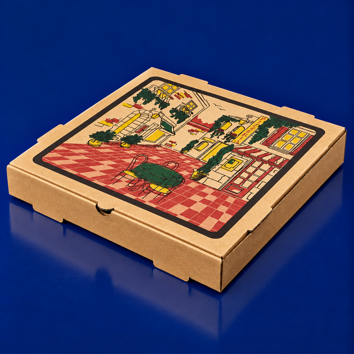 Pizza Box 16X16X2 IN Corrugated Cardboard Kraft Printed Square B-Flute 50/Bundle
