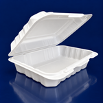 Take-Out Container Hinged 9.25X6.5X2.25 IN MFPP Ivory Rectangle Microwave Safe Freezer Safe 150/Case