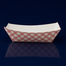 Load image into Gallery viewer, Food Tray 3 LB Paper Red White Plaid 500/Case